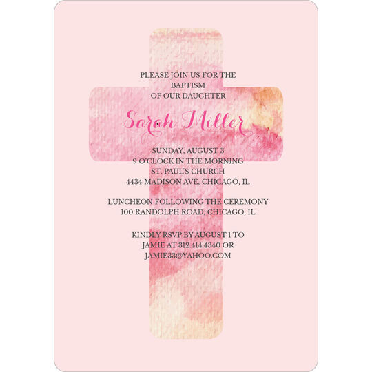 Pink Watercolor Cross Invitations